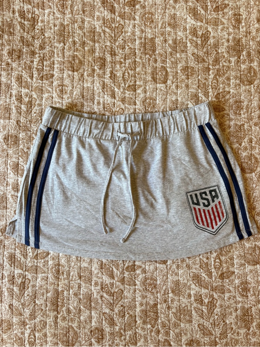 Grey USA Crest Mini Skirt with Drawstring